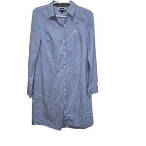 Tommy Hilfiger Medium Blue Polka Dot Shirt Dress Classic Fit